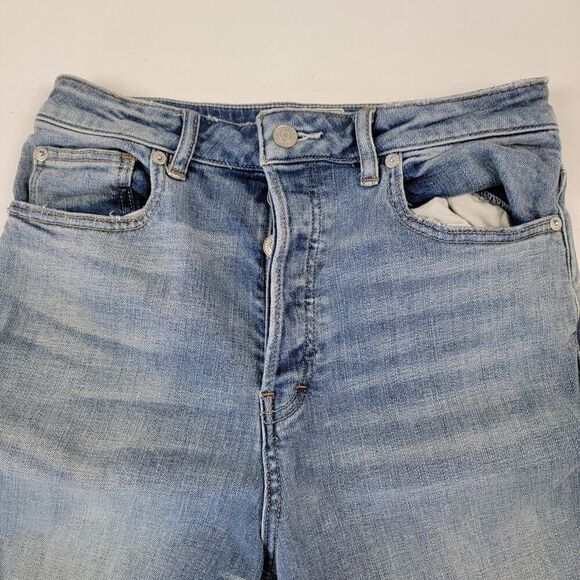 Free People High Rise Wide Leg Blue Denim Floral Jeans Sz 27 Embroidered Boho - Picture 2 of 11